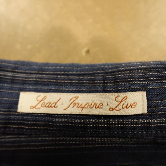 Goodman Brand polo shirt men's large navy stripes - Picture 3 of 7